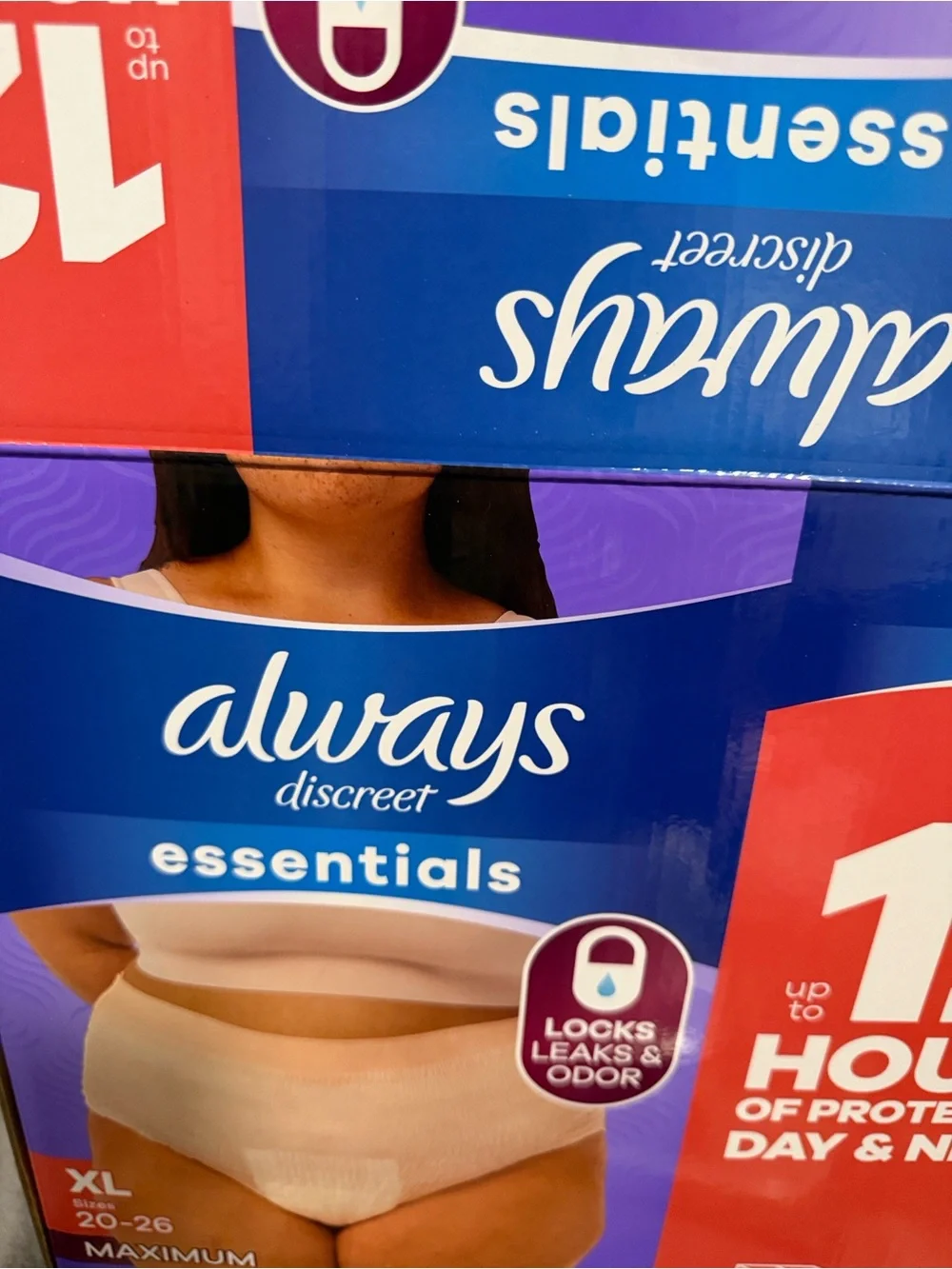 Always Discreet Essentials Incontinence Briefs period panty size XL 20-26 size
